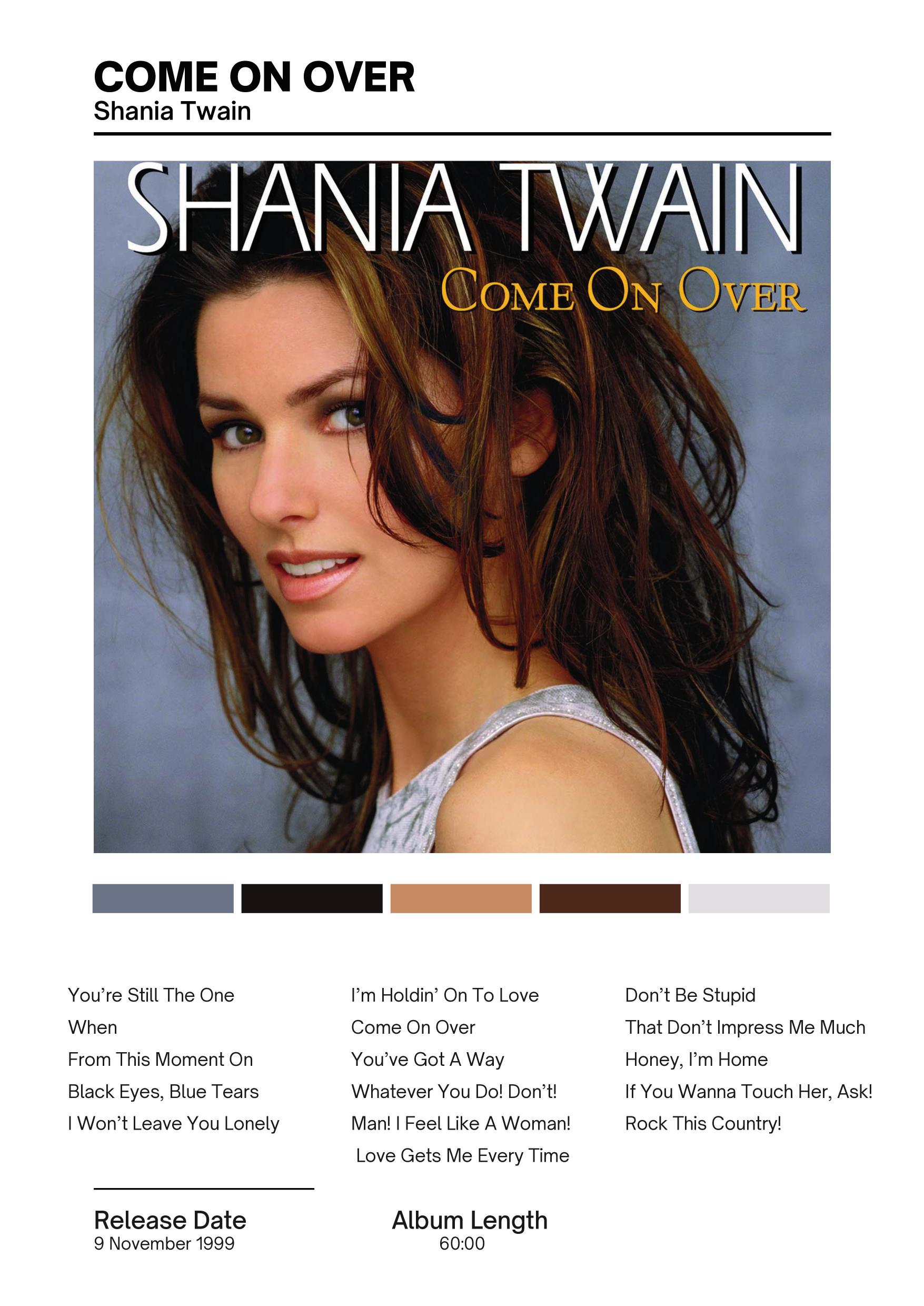 Shania Twain — Come On Over music print